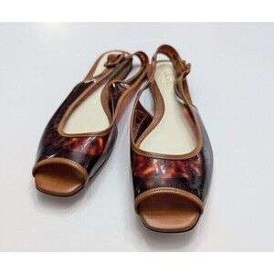 Lela Rose Women's Size 9.5 Slingback Peeptoe Torquiose Square Toed Shoe